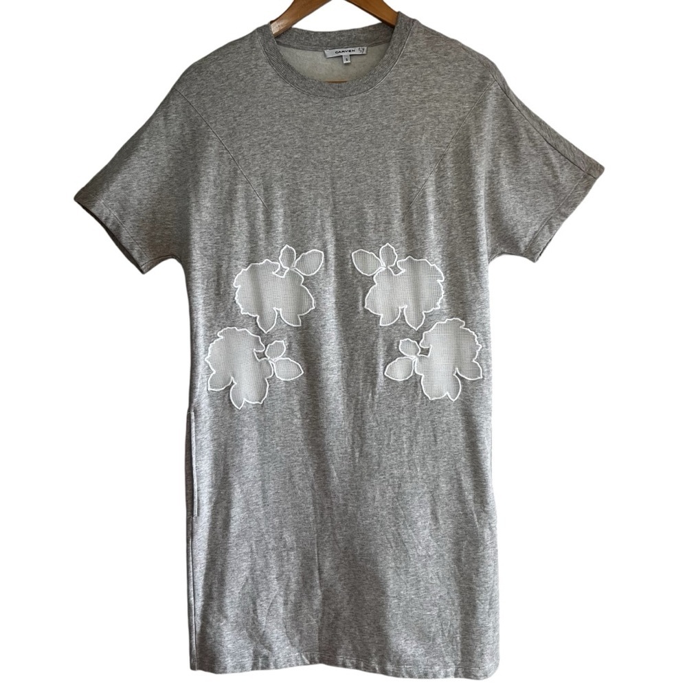 Carven crew neck sweatshirt dress with mesh floral size S excellent condition